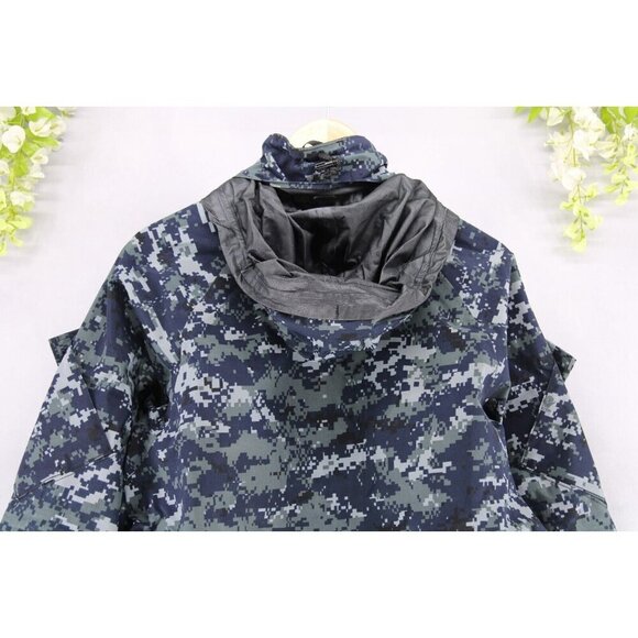US Navy Parka Working Digital Camo Blue Waterproof Hooded Jacket Sz S - Picture 5 of 9